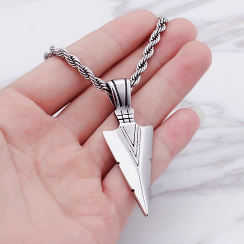 Kemstone Men’s Stainless Steel Arrowhead Necklace – Triangle Vintage Jewelry, Gold/Silver/Black KP79565-K
