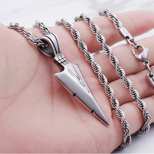 Kemstone Men’s Stainless Steel Arrowhead Necklace – Triangle Vintage Jewelry, Gold/Silver/Black KP79565-K