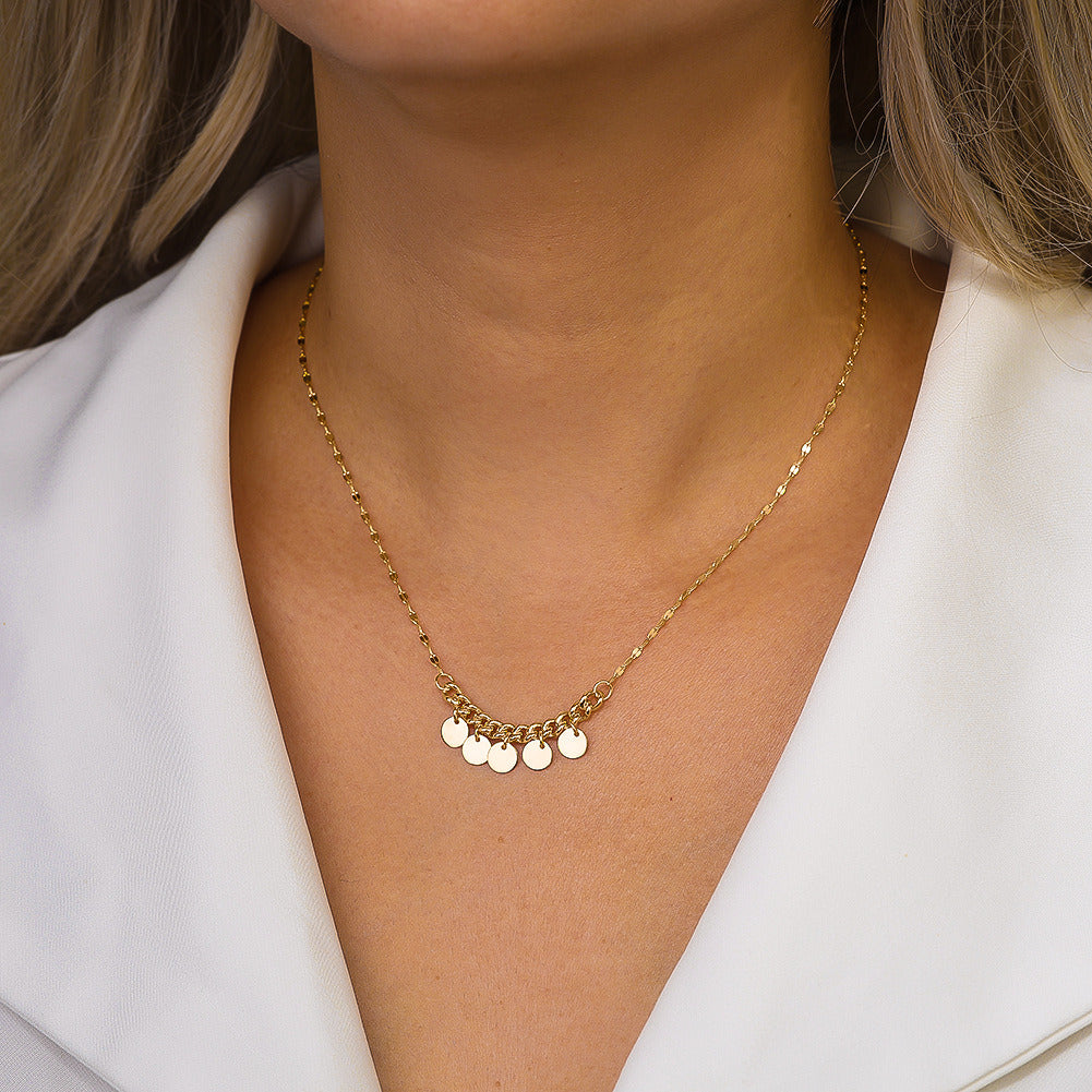 925 Sterling Silver Disc Necklace – Gold & Silver Handmade Coin Pendant Choker | Kemstone A4-BQN23