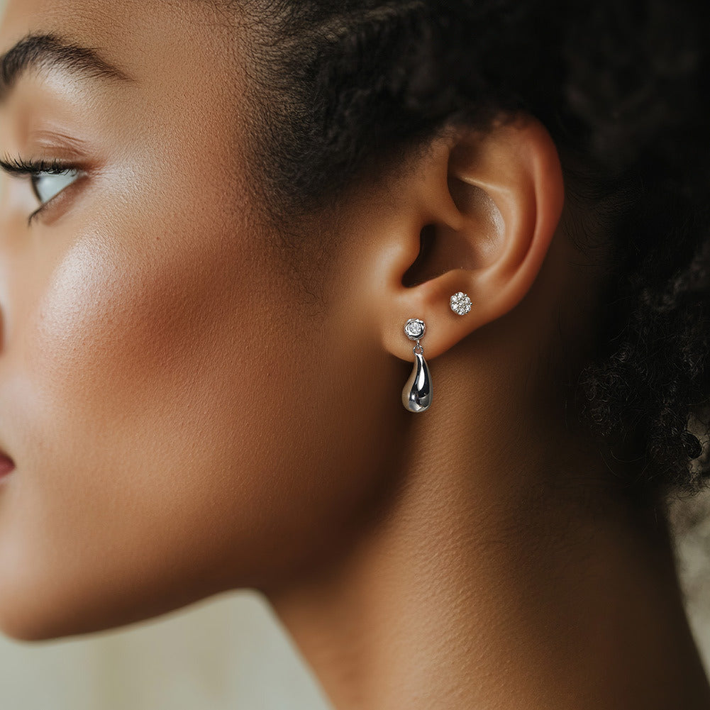 925 Sterling Silver Water Drop Earrings for Women | Minimalist Teardrop Dangle Jewelry with 5A Cubic Zirconia by Kemstone A4-APE140