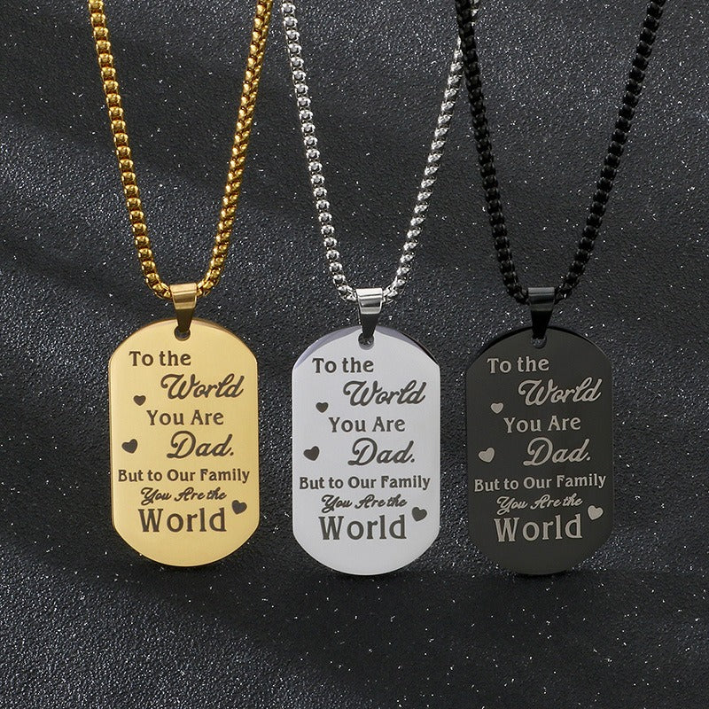Father Necklace Gift for Dad: Engraved Message Pendant for Father’s Day