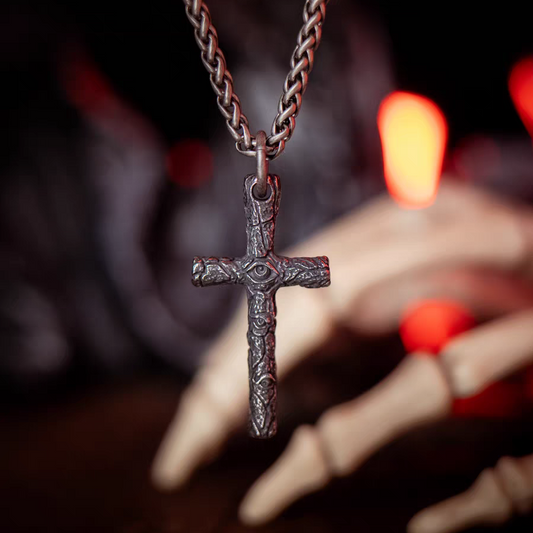 Dark Elegance: The Allure of the Gothic Cross Necklace with Devil Eye Pendant
