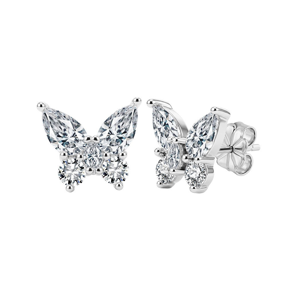 Kemstone 0.35ct Moissanite Butterfly Stud Earrings 925 Sterling Silver Women’s Jewelry SMOE35