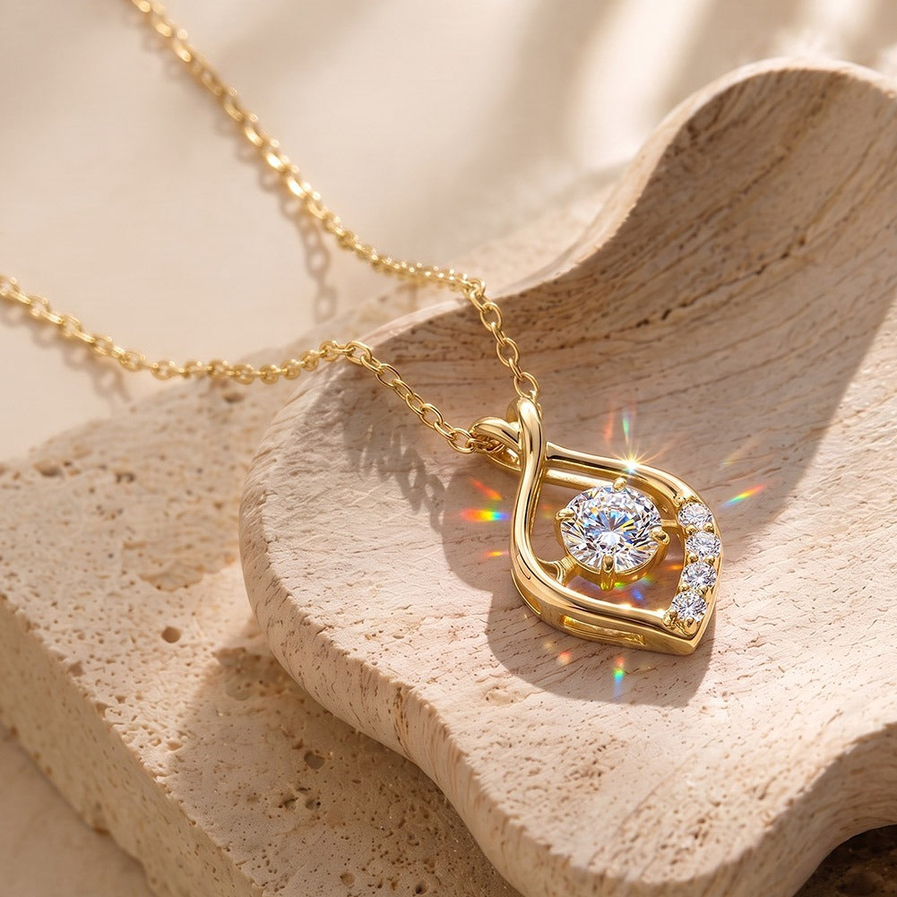 Kemston Teardrop 0.3CT Moissanite Pendant Necklace for Women 925 Sterling Silver SMON22