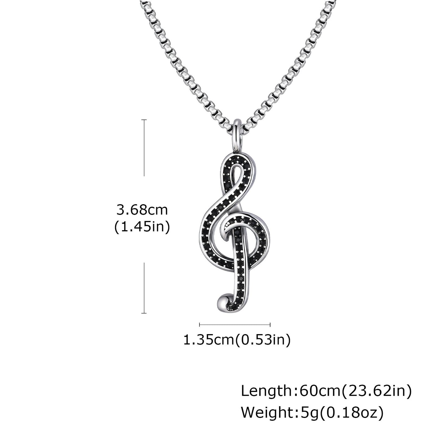 Kemstone Men’s Stainless Steel Treble Clef Necklace – Crystal Rhinestone PN-2229