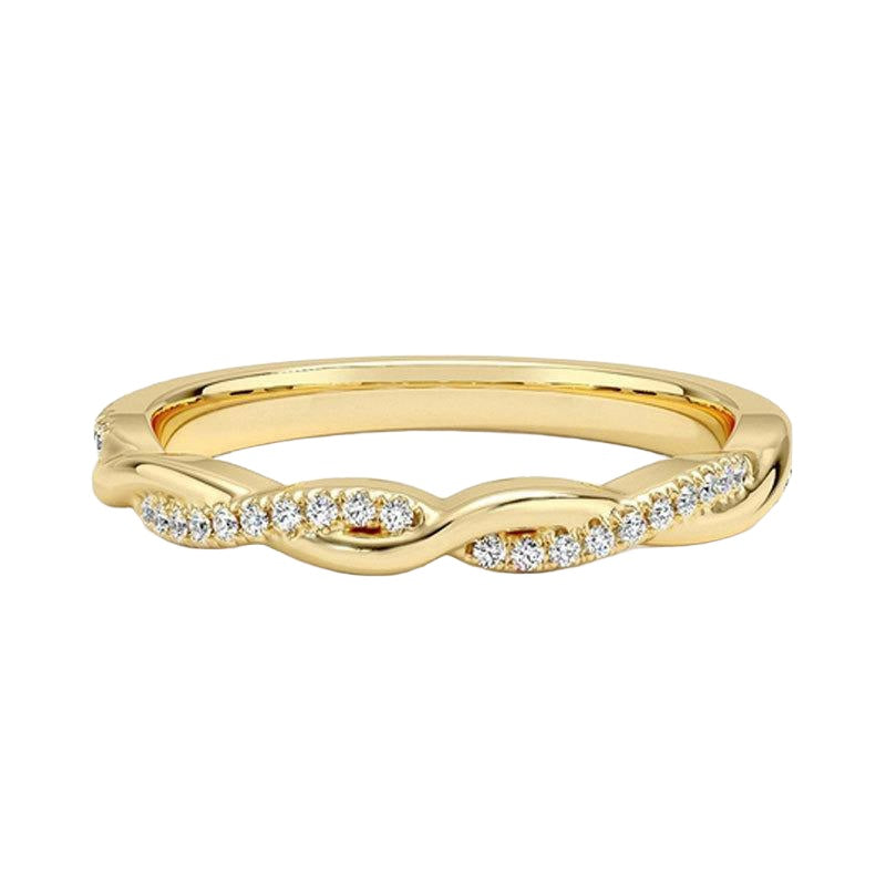 Kemstone Stackable Gold Rings for Women – S925 Sterling Silver Minimalist Wedding Bands | 18K Gold Plated, Moissanite, D-E Color VVS Clarity