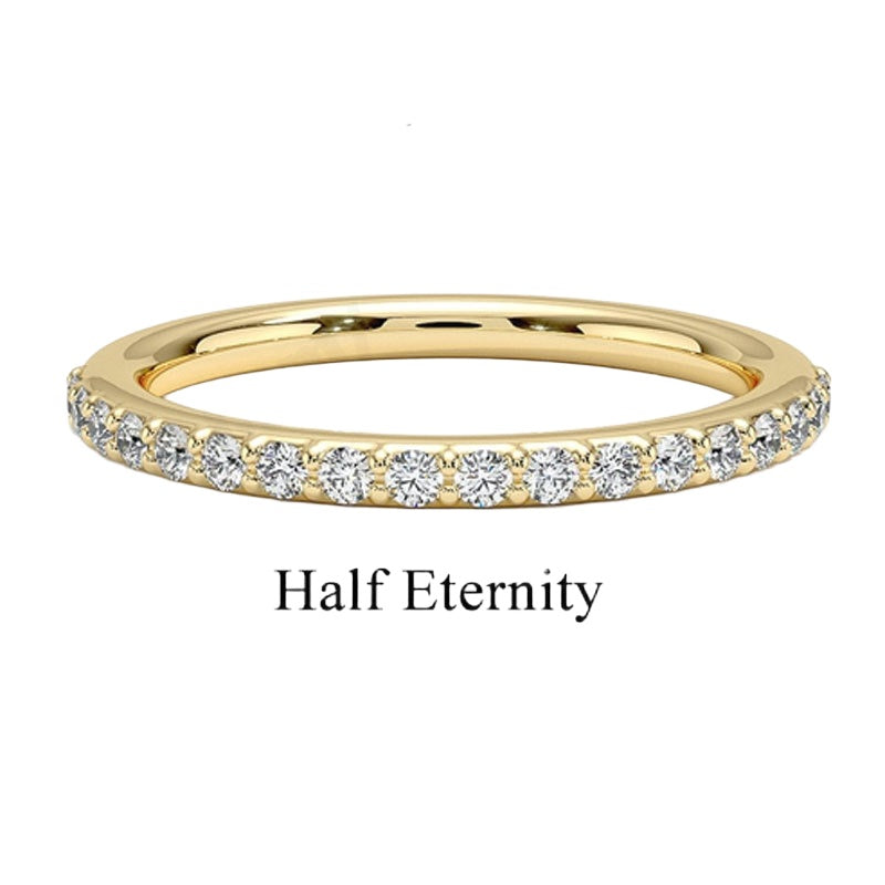 Kemstone Stackable Gold Rings for Women – S925 Sterling Silver Minimalist Wedding Bands | 18K Gold Plated, Moissanite, D-E Color VVS Clarity