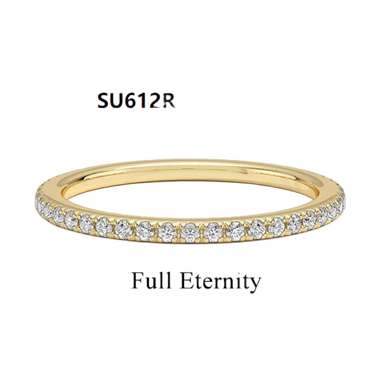 Kemstone Stackable Gold Rings for Women – S925 Sterling Silver Minimalist Wedding Bands | 18K Gold Plated, Moissanite, D-E Color VVS Clarity