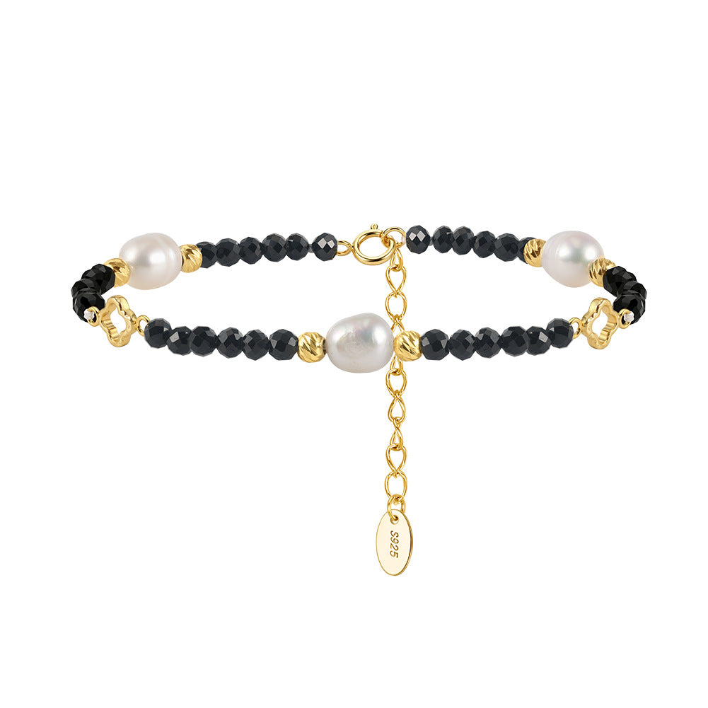 Kemston Malachite Freshwater Pearl Bracelet for Women 925 Sterling Silver Gold Plated MPB18