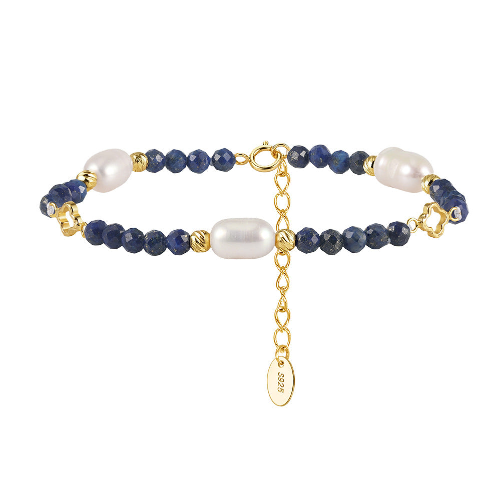 Kemston Malachite Freshwater Pearl Bracelet for Women 925 Sterling Silver Gold Plated MPB18
