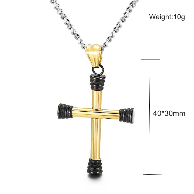 Kemstone Titanium Steel Tubular Cross Necklace for Men KP96970-KHY