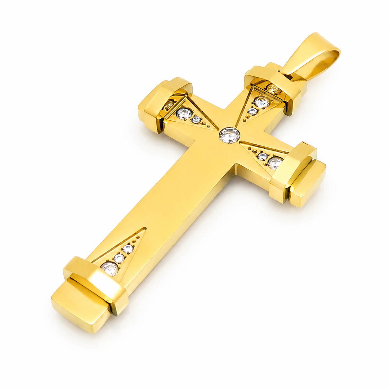 Kemston Stainless Steel Geometric Cross Pendant Necklace for Men KP119531-KFC