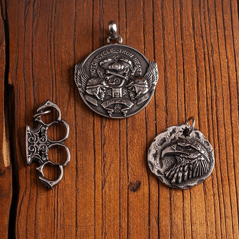 Kemstone Industrial Pendant Necklace Titanium Steel Biker Style for Men NW-YXTH303