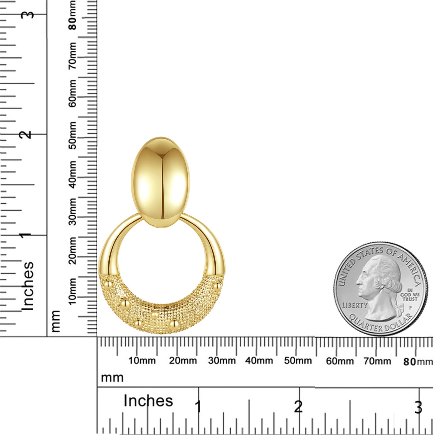 Orecchini pendenti rotondi dorati Kemstone, fatti a mano, dal design originale, per donna, stile retrò esagerato, 50 mm x 33 mm