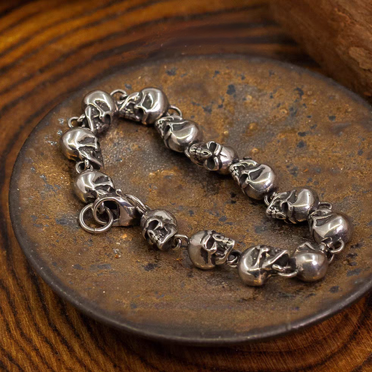 Kemstone Titanium Steel Skull Bead Bracelet for Men – Vintage Punk Design NW-SZ093