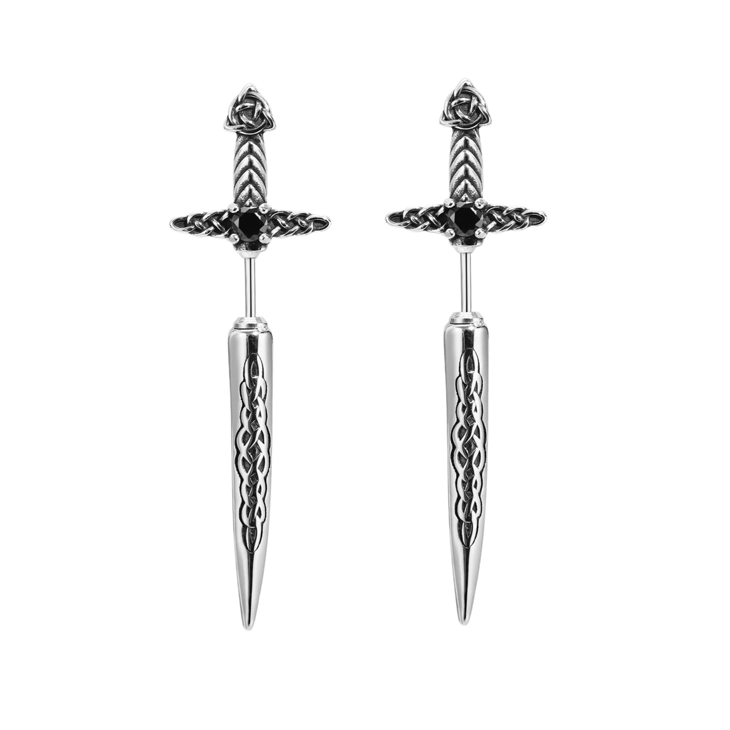 Kemstone Stainless Steel Celtic Sword Stud Earring – Gothic Dagger Jewelry for Men ES-406