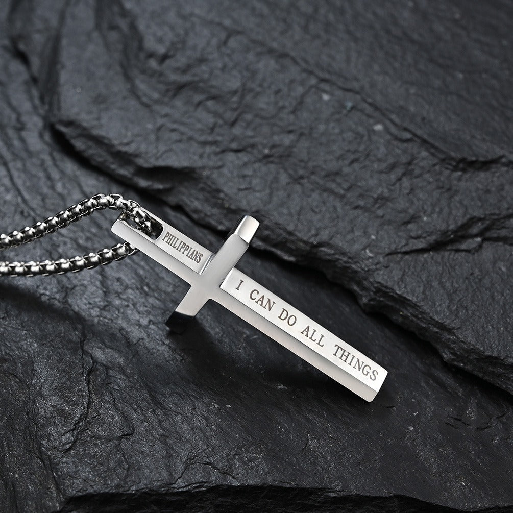 Kemstone Stainless Steel Cross Pendant Necklace – Minimalist for Men & Women Jewelry K-PT233