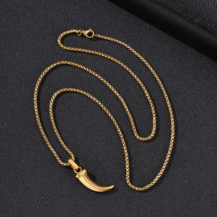 Kemstone Stainless Steel Horn Pendant Necklace for Men Punk Vintage Style PN2451