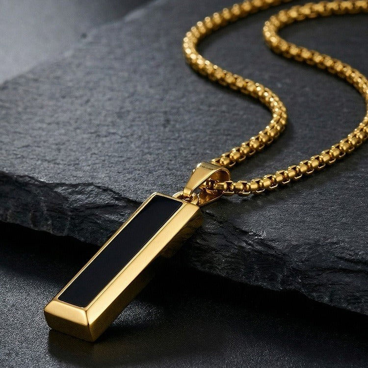 Kemstone Geometric Bar Pendant Necklace for Men Stainless Steel Tiger Eye & Turquoise Styles PN-2221