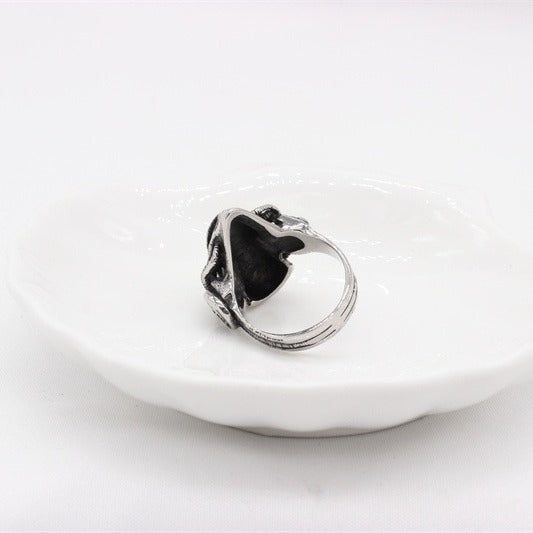Kemstone Titanium Steel Alien Skull Ring for Men – Sculpted Head Gothic Sci Fi Style R1763