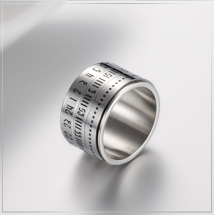 Kemstone Number Spinner Ring for Men Stainless Steel 14MM Wide Band  K-R123