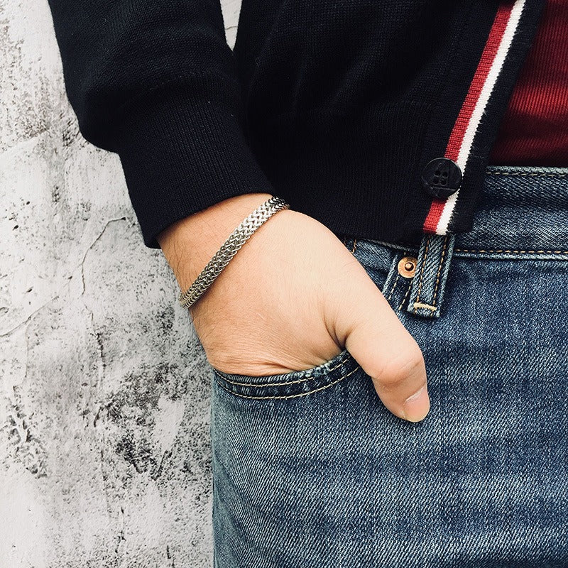 Kemstone Stainless Steel Dragon Bone Chain Bracelet - Hip Hop Design for Men, Unisex Urban Style, Everyday Durable Accessory BR-642