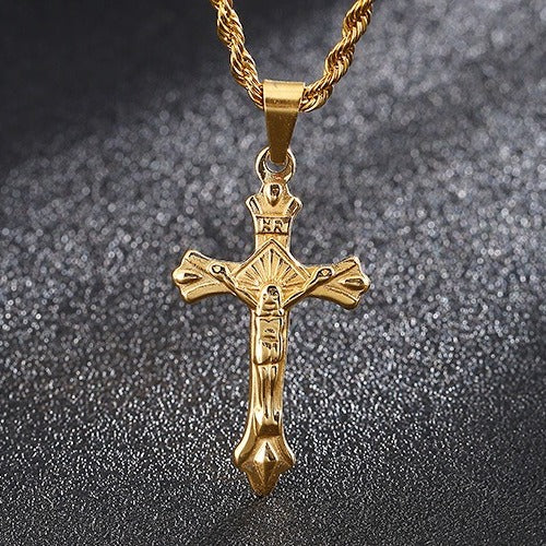 Kemstone Stainless Steel Cross Pendant Necklace for Men – Minimal Polished Design KP93858-Z