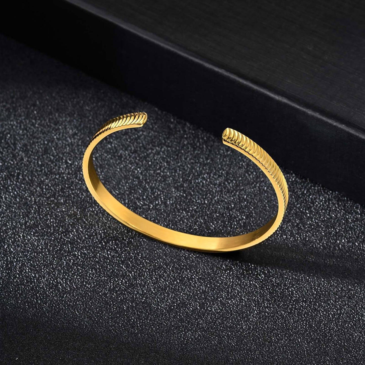 Kemstone Men’s Stainless Steel Cuff Bracelet – Minimalist Open Bangle B-565