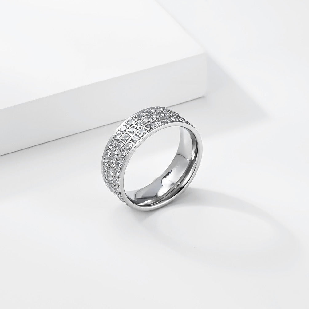 Kemstone Cubic Zirconia Pave Ring Stainless Steel for Men & Women K-R1128