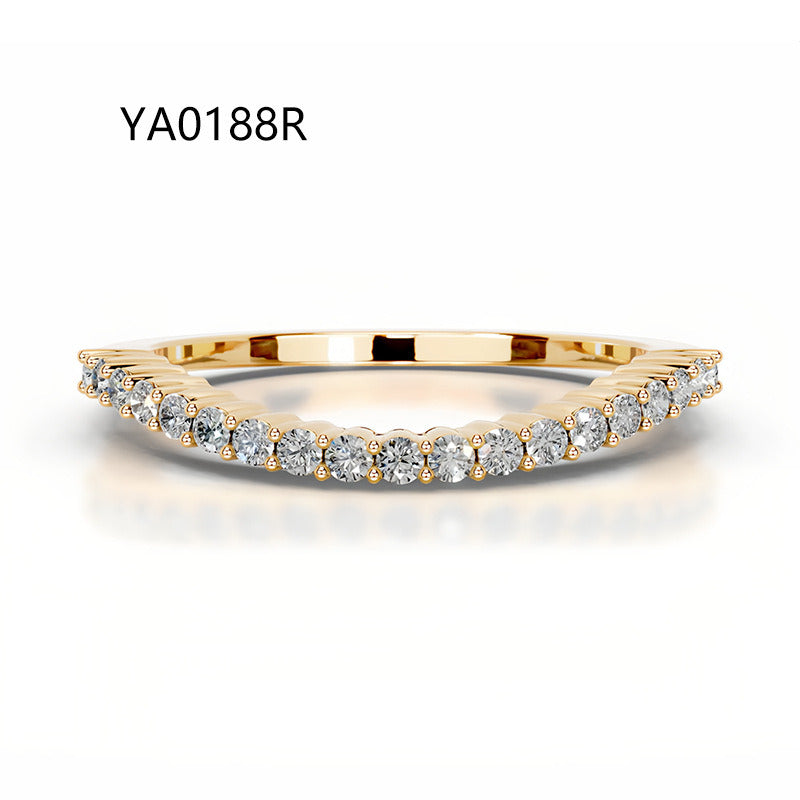 Kemstone S925 Gold D–E VVS Curved Moissanite Rings Wedding Band