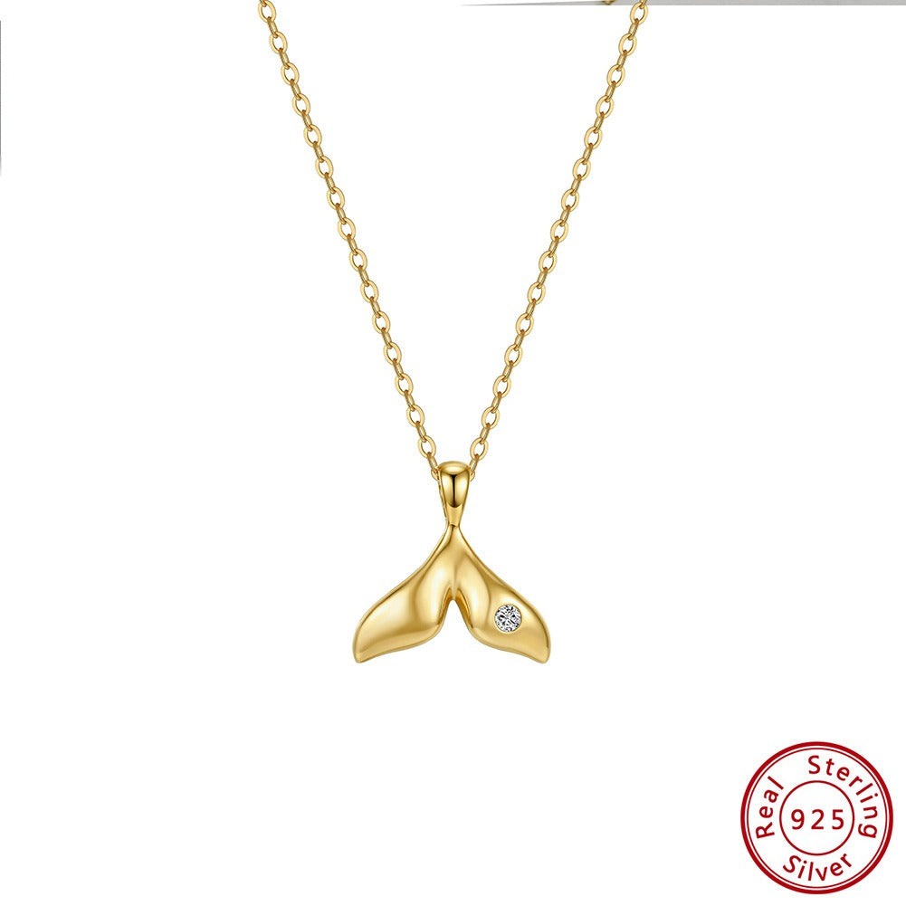 Kemstone Dainty Mermaid Tail Necklace for Women 925 Sterling Silver Cubic Zirconia Gold Silver SAPN64