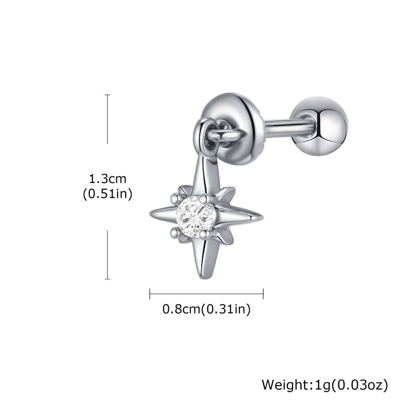 Kemstone Fantasy Imp & Star Stud Earrings – Stainless Steel Acrylic Detail ES-707