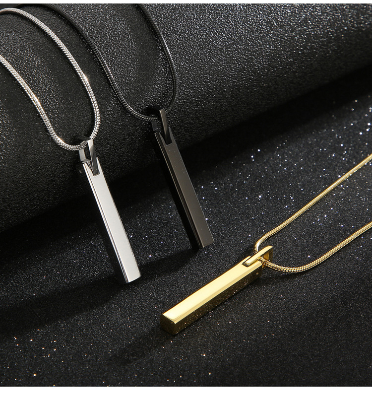 Kemstone Slim Rectangular Bar Pendant Necklace for Men Stainless Steel KP98934-KFC