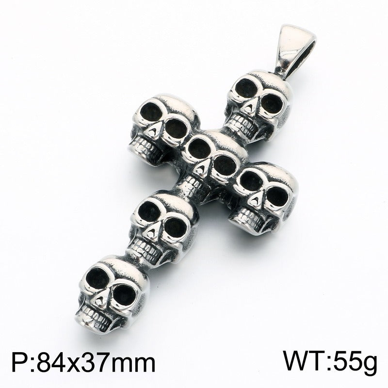 Kemstone Stainless Steel Gothic Skull Cross Pendant Necklace for Men Punk KP118631-LU