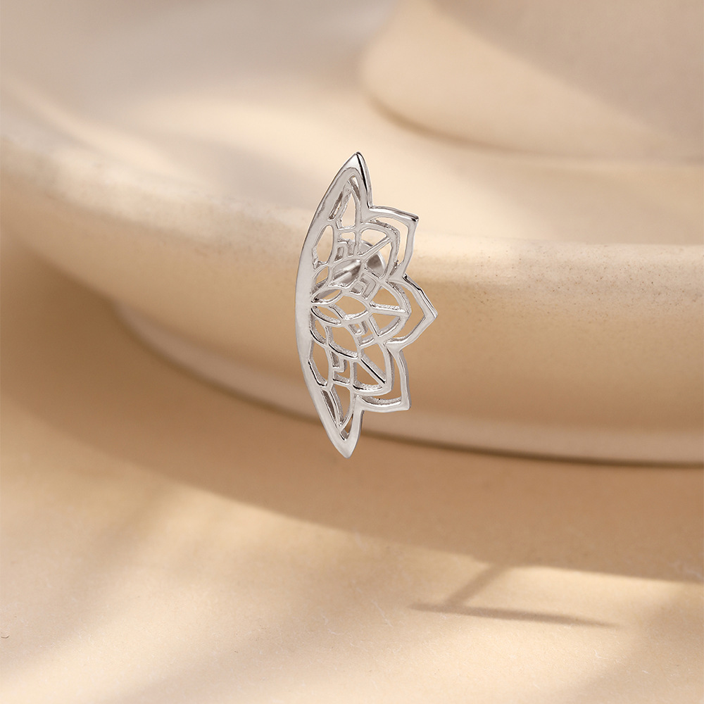 Kemstone 925 Sterling Silver Floral Cartilage Stud for Women Cubic Zirconia Flat Back Earring 60262441188