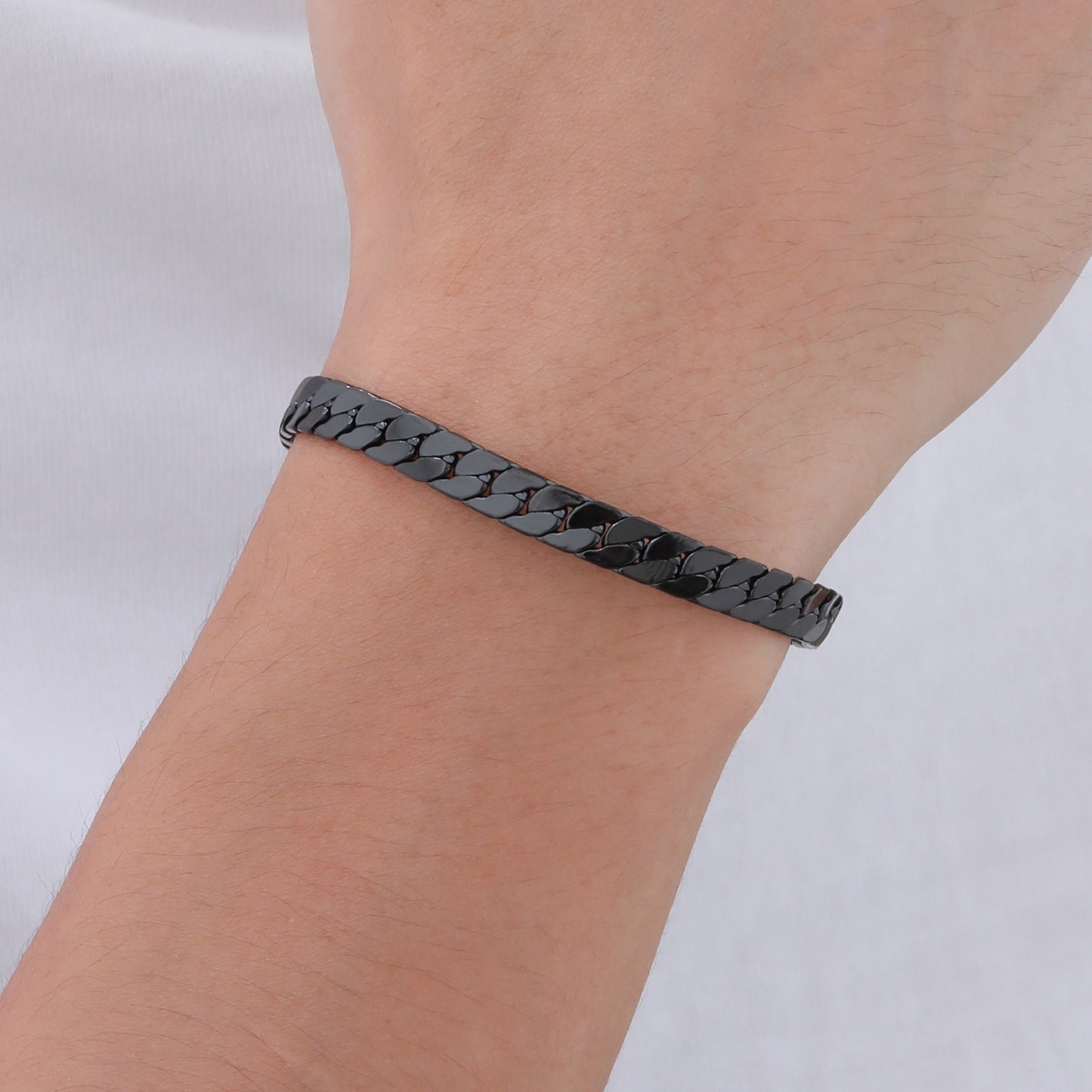 Kemstone Stainless Steel Flat NK Chain Bracelet – Men’s Jewelry Silver Gold Black BR-1938