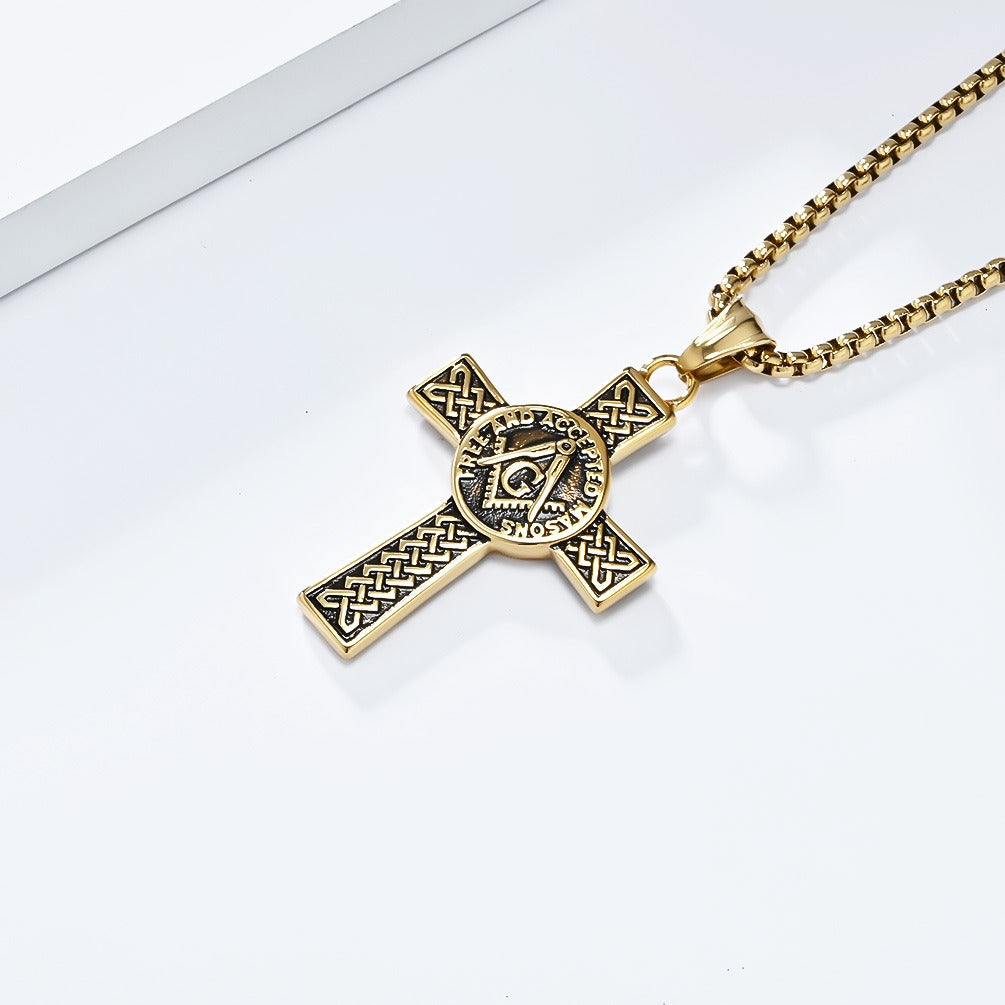 Kemstone Celtic Knot Cross Necklace for Men Stainless Steel Vintage K-PT569