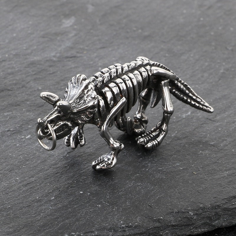 Kemstone Pendant Necklace for Men Titanium Steel Gothic Animal Pendant Snake Spider Skull Silver KP117040-LU