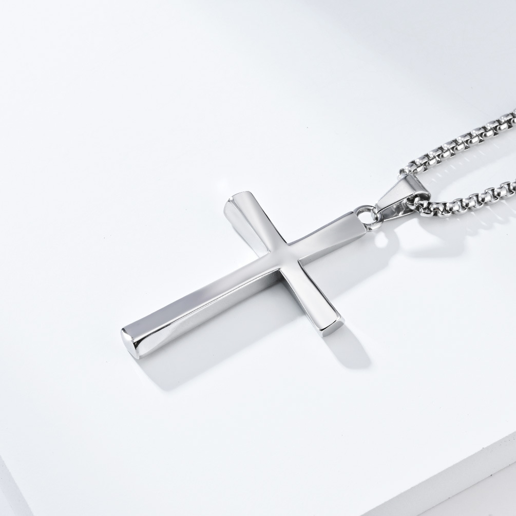 Kemstone Stainless Steel Twisted Cross Necklace for Men Minimalist K-PT516