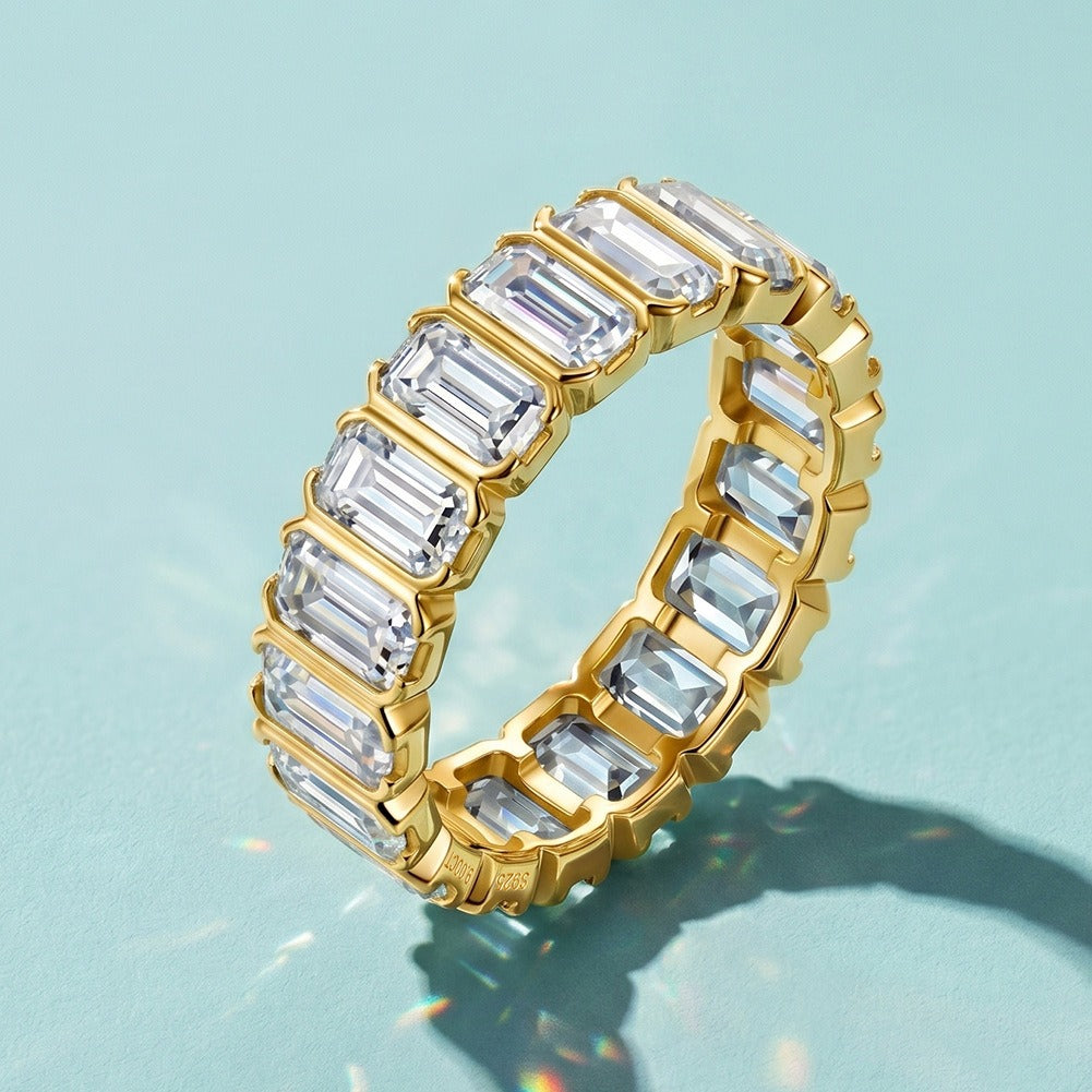 Kemston Baguette Moissanite Eternity Ring for Women 925 Sterling Silver SMOR27