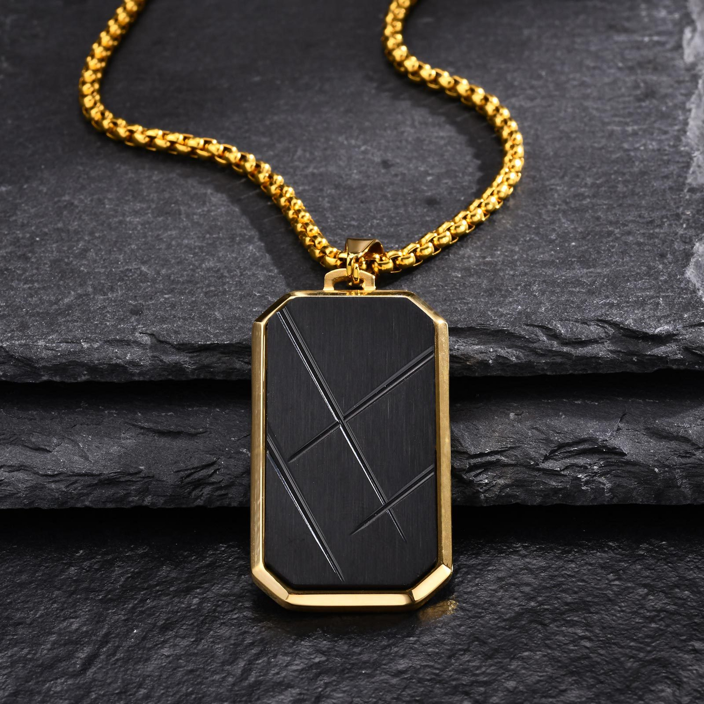Kemstone Stainless Steel Bar Pendant Necklace for Men PN-1926