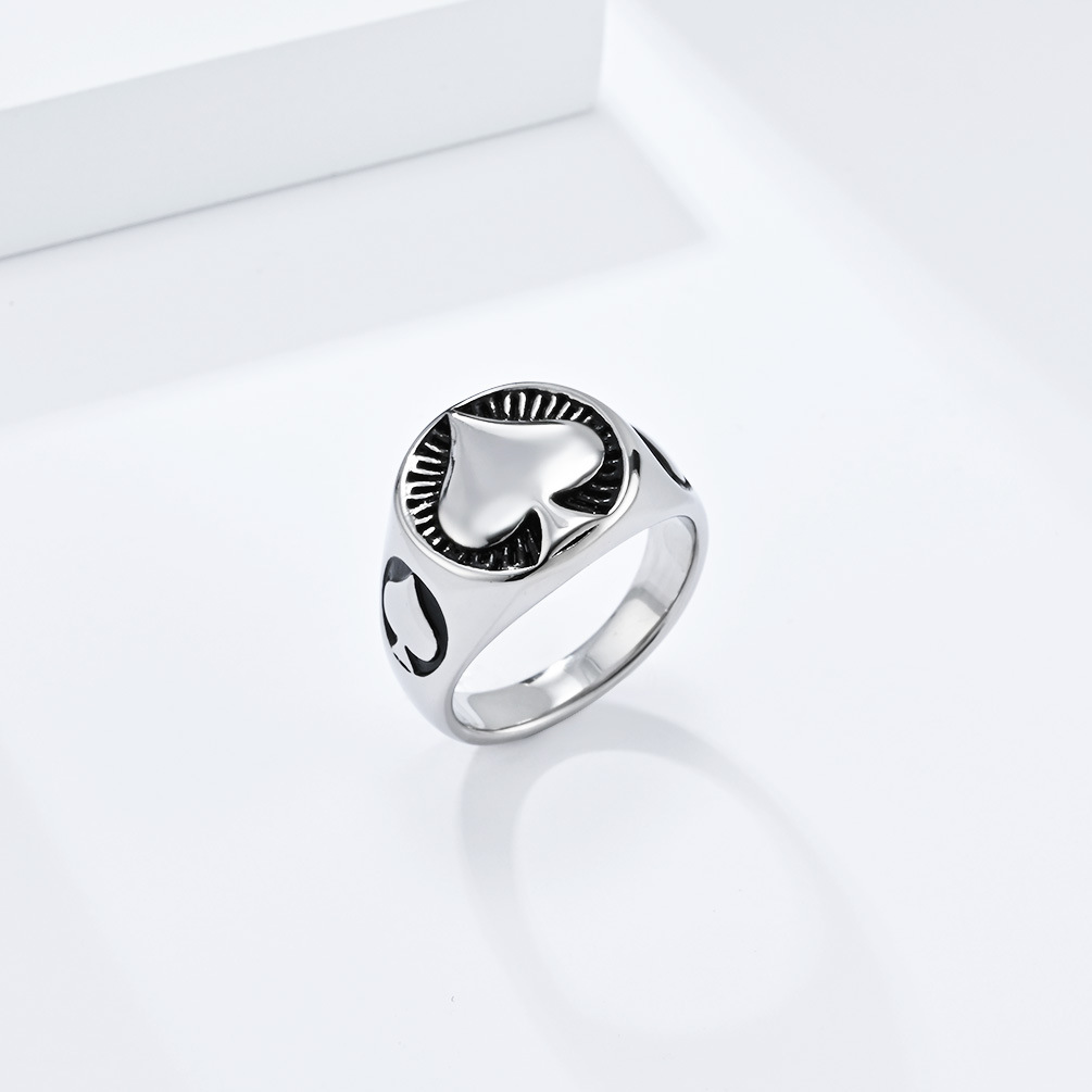 Kemstone Stainless Steel Spade Signet Ring for Men K-R789