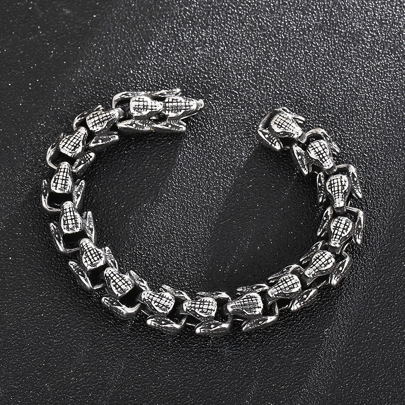 Kemstone Snake Head Bracelet for Men Titanium Steel Vintage Animal Jewelry KB155325-KJX