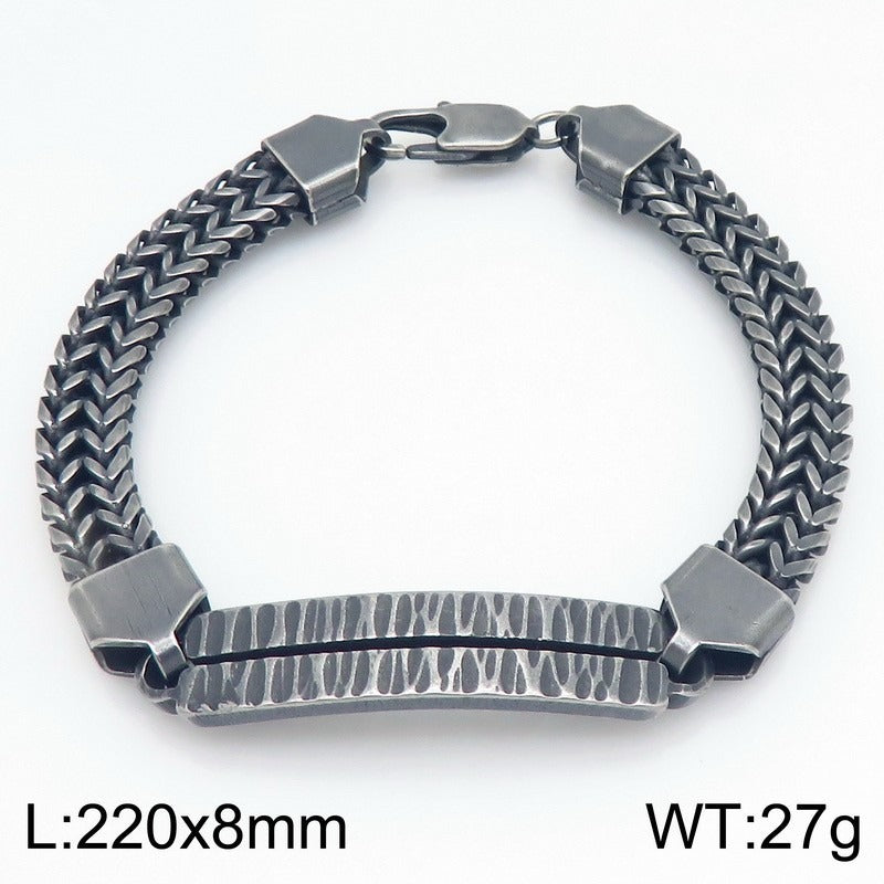 Kemstone Titanium Steel Dragonbone Chain Bracelet for Men – Vintage Bar Clasp Design K-B211234-KFC