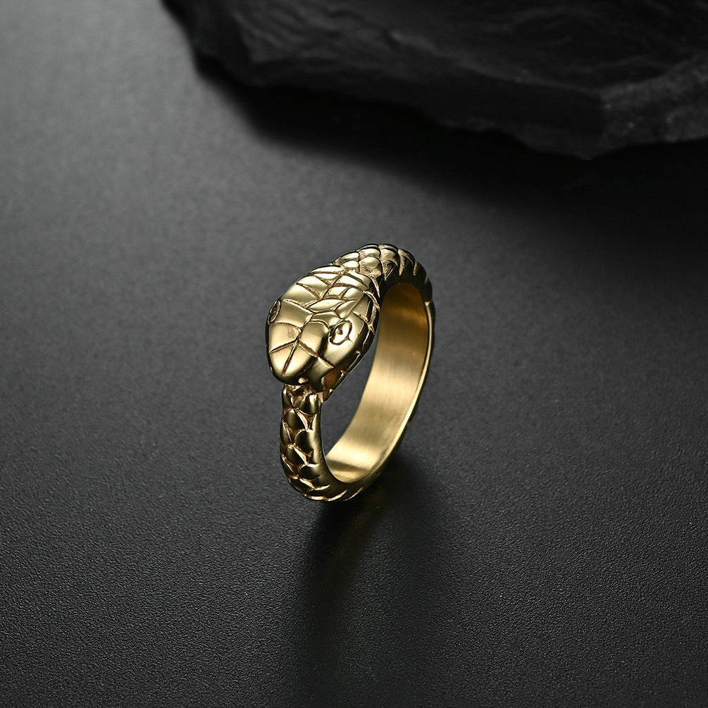 Kemstone Stainless Steel Snake Head Ring for Men K-R488