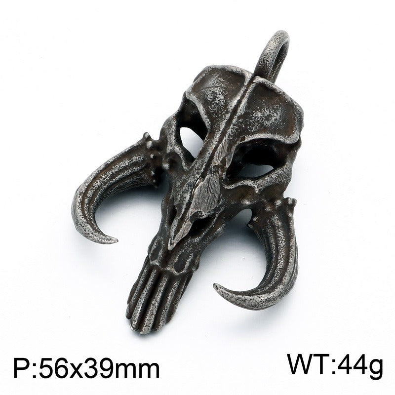 Kemstone Stainless Steel Skull Pendant Necklace for Men Vintage Gothic Distressed Jewelry KP118628-LU