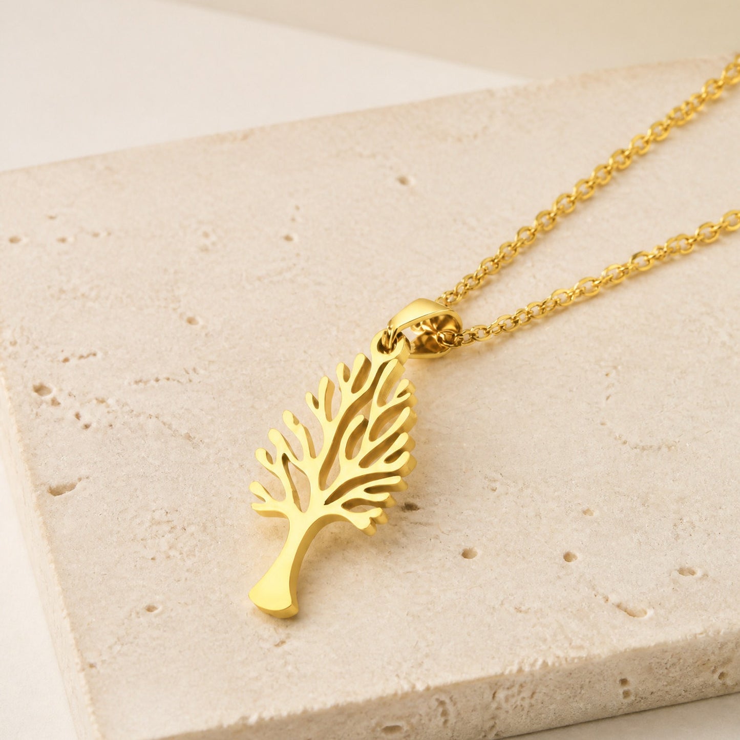 Kemston Stainless Steel Tree Of Life Pendant Necklace for Men Women Minimal Nature Design PN-2357