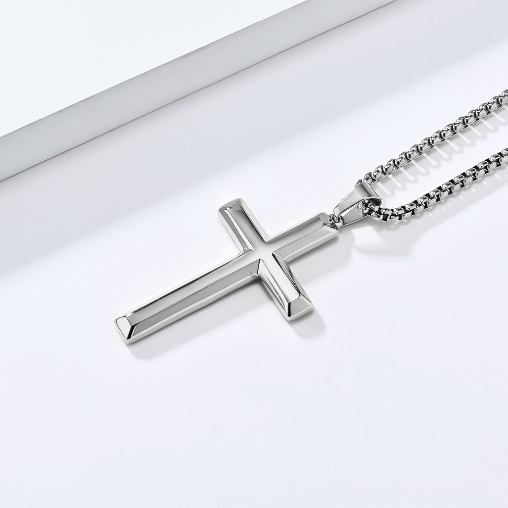 Kemstone Titanium Steel Cross Pendant Necklace for Men & Women – Minimalist Jewelry K-PT600