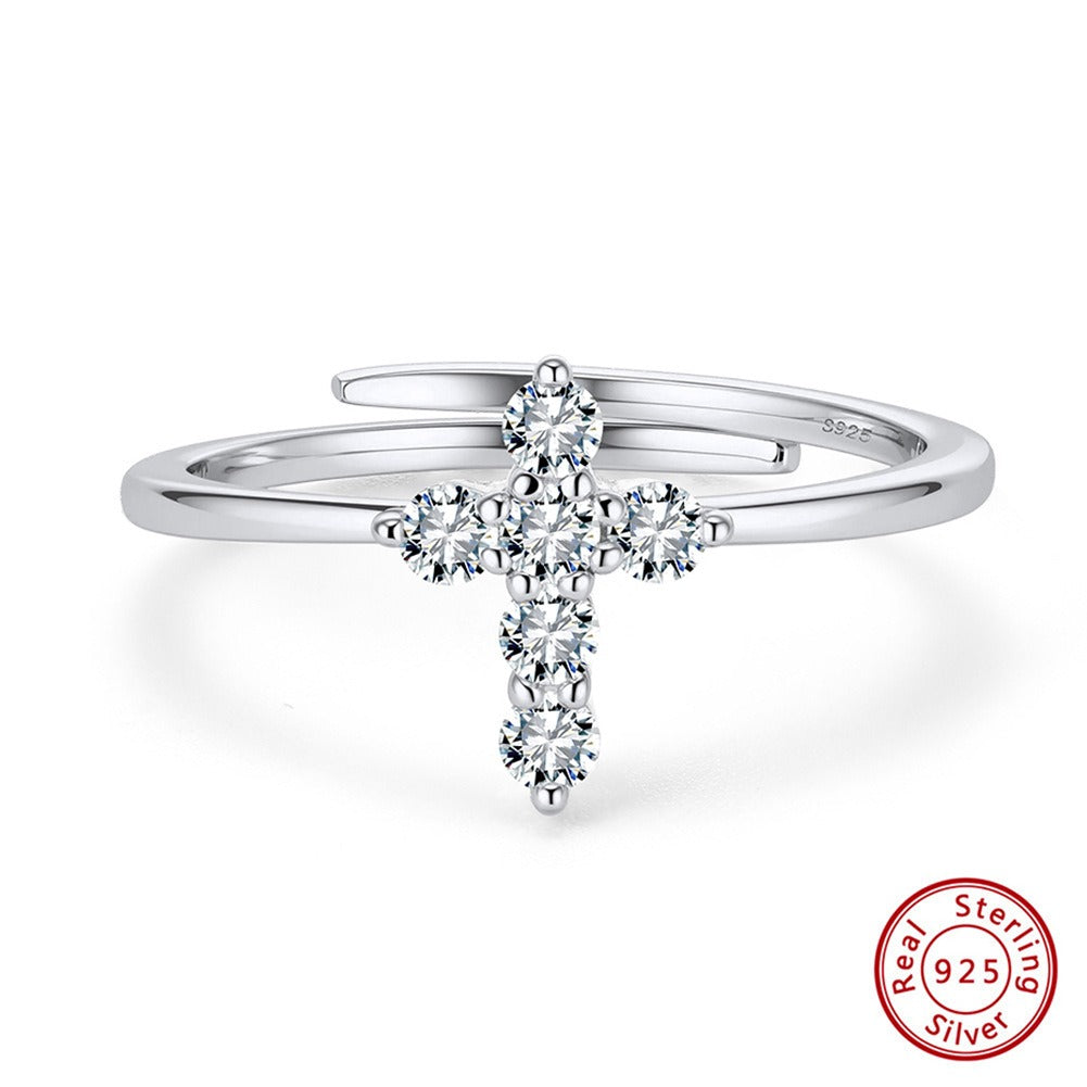 Kemstone Adjustable Moissanite Cluster Ring – 925 Sterling Silver, 2mm Stones, Gold / Silver MOR15