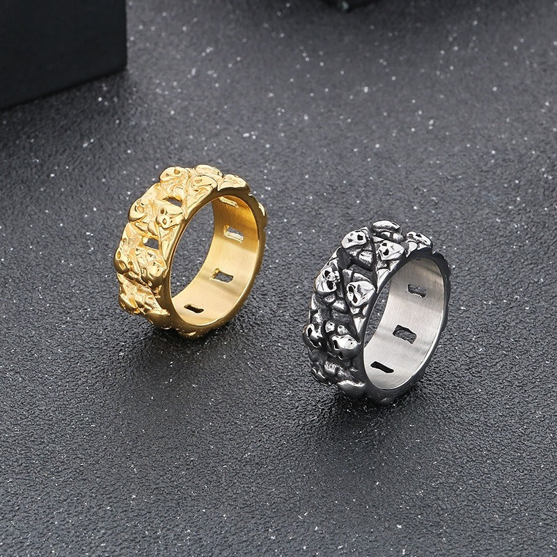 Kemstone Titanium Steel Skull Ring – Vintage Punk Cast Design for Men KR110794-KJX